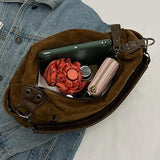 Womens Chestnut Brown Faux Suede Zip Close Satchel Shoulder Crossbody Bag Purse