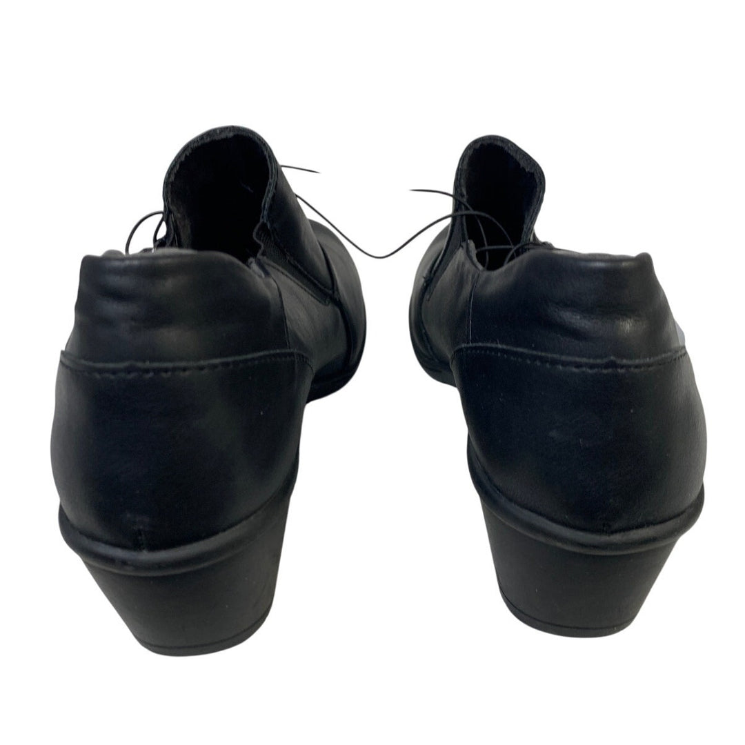 New JBU Women Size 8 Black Faux Leather Kyley Hook Loop Adjustable Comfort Shoes