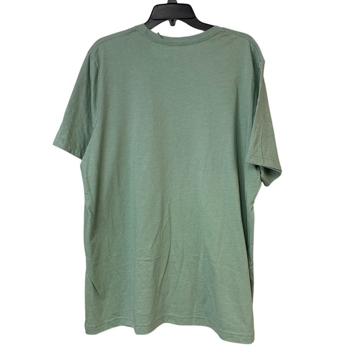 New Hand Printed Mens 2XL Worship Instead Of Worry Green Short Sleeve Tee Shirt