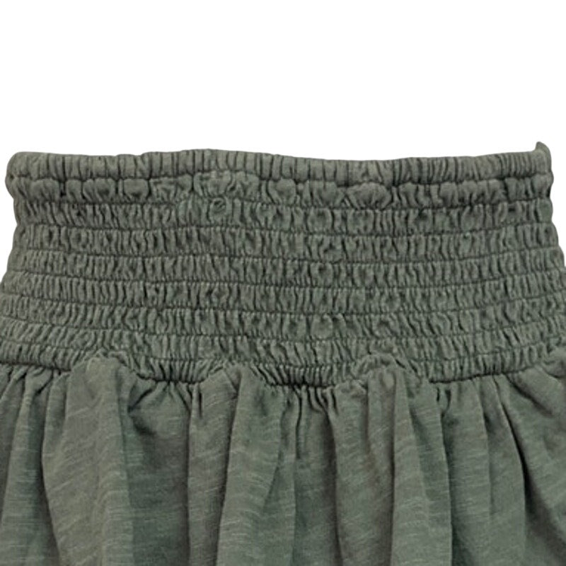 New Aerie Womens Small Olive Smocked Waist Tiered Ruffled Sample Mini Skirt
