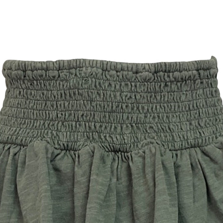 New Aerie Womens Small Olive Smocked Waist Tiered Ruffled Sample Mini Skirt
