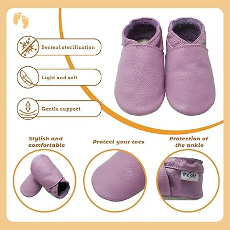 New Mejale Infant Baby 0-6 Months Purple Slip On Moccasin Round Toe Shoes