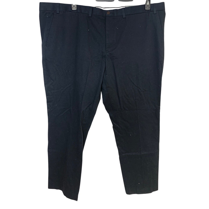 New Eddie Bauer Mens Size 48 Black Wrinkle Free Flat Front Straight Pants