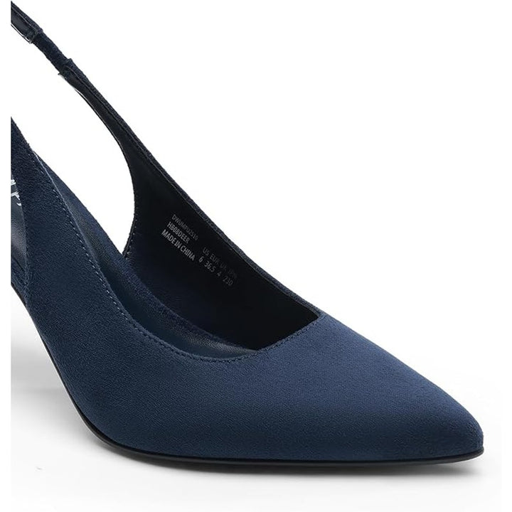 Dream Pairs Womens 7.5 Navy 3.5" Heel Suede Closed Pointed Toe Slingback Shoes