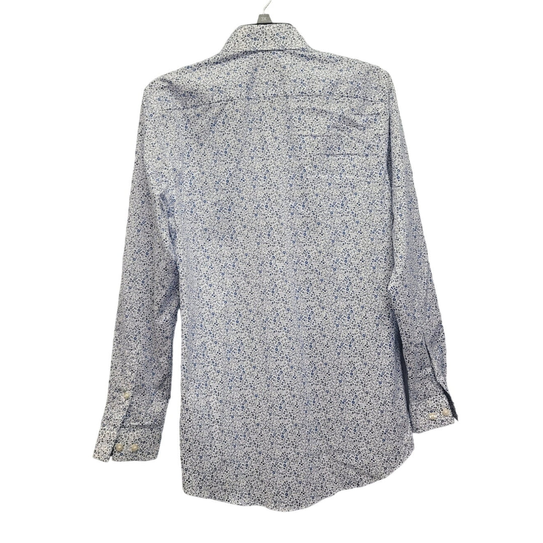 J Ferrar Mens Small PolyCotton Slim Stretch Floral Long Sleeve Button Up Shirt