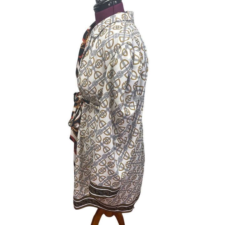 Ashley Stewart Womens Plus Size 26/28 Long Sleeve Chain Design Wrap Dress