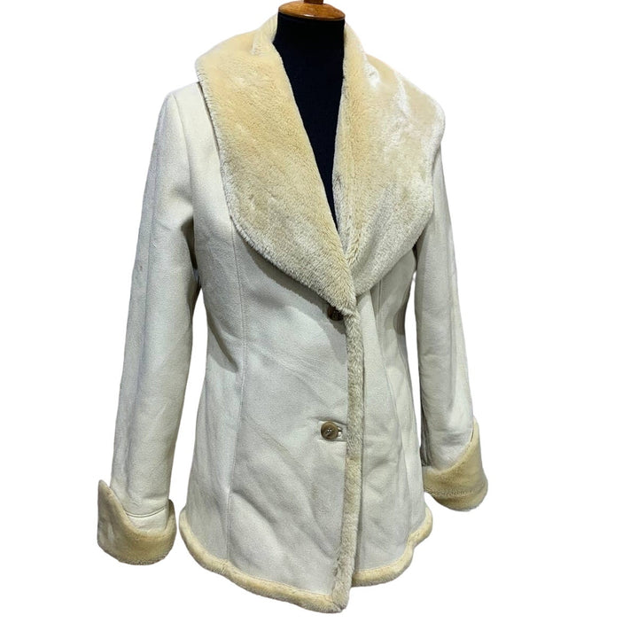 Calvin Klein Large Suedelike Faux Fur Collar Warm Machine Washable Coat Pockets
