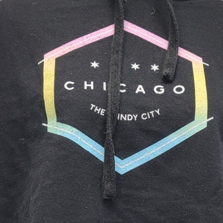Chicago the Windy City Womens XS Cutoff Cropped PolyCotton Sweatshirt Hoodie