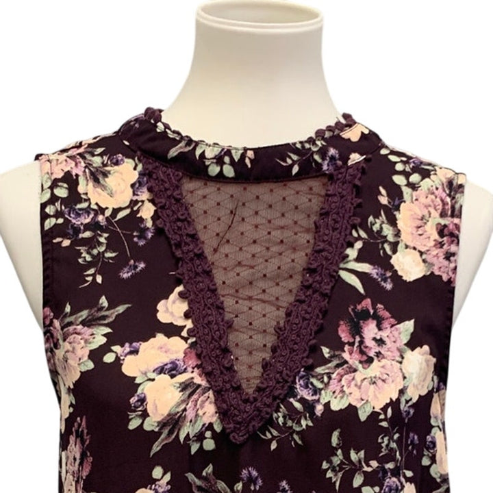 Skylar &amp; Jade Womens XL Lace Front Sleeveless Floral Lightweight Tank Top