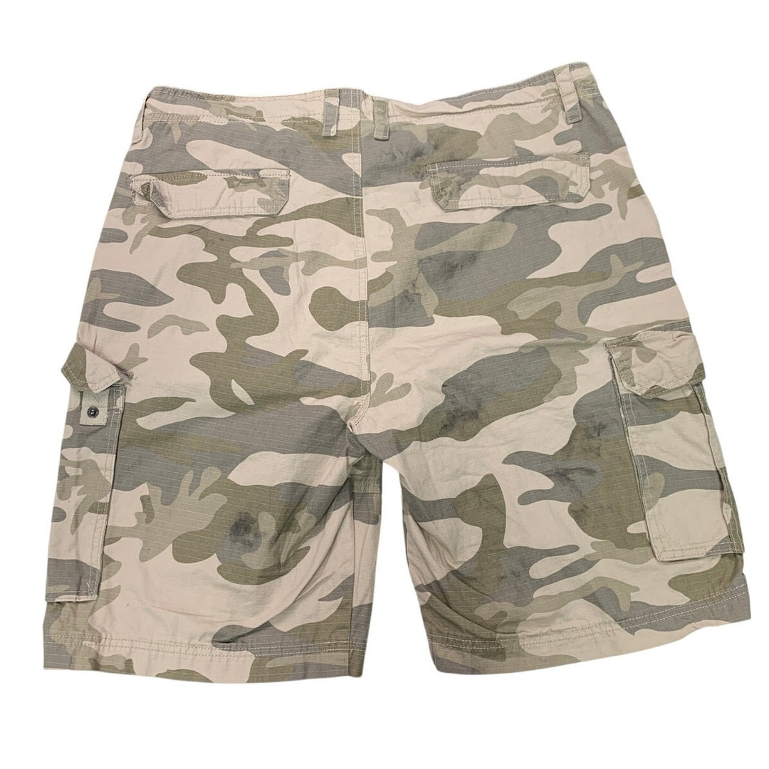 CSG Mens Size 40 100% Cotton Green Camo Campflague Cargo Trekker Long Shorts
