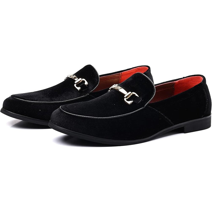 Cosidram Mens Size 7 Black Velvet Classic Slip On Dress Loafers Wedding Shoes