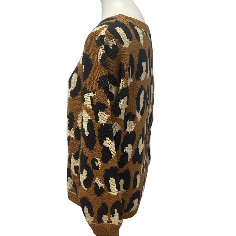 Sparkle &amp; Fade Womens XS Long Sleeve Animal Dot Crew Neck Acrylic Sweater