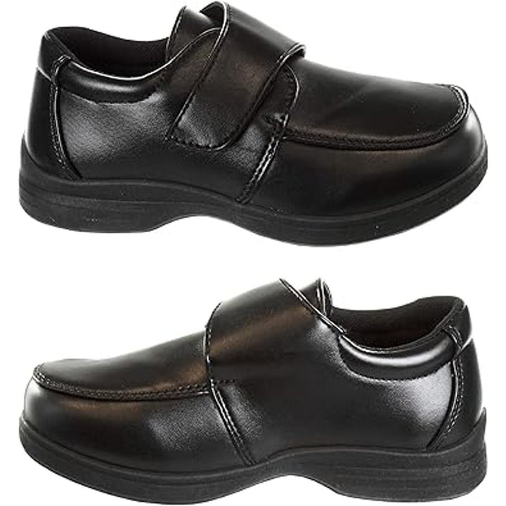 French Toast Little Boys Size 7 Black Faux Leather Hook Loop School Shoes