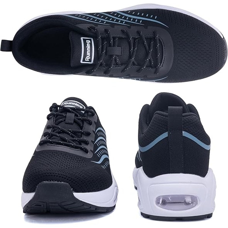 Maykx Mens Size 13 Black Blue Mesh Lace Up Breathable Comfort Athletic Shoes