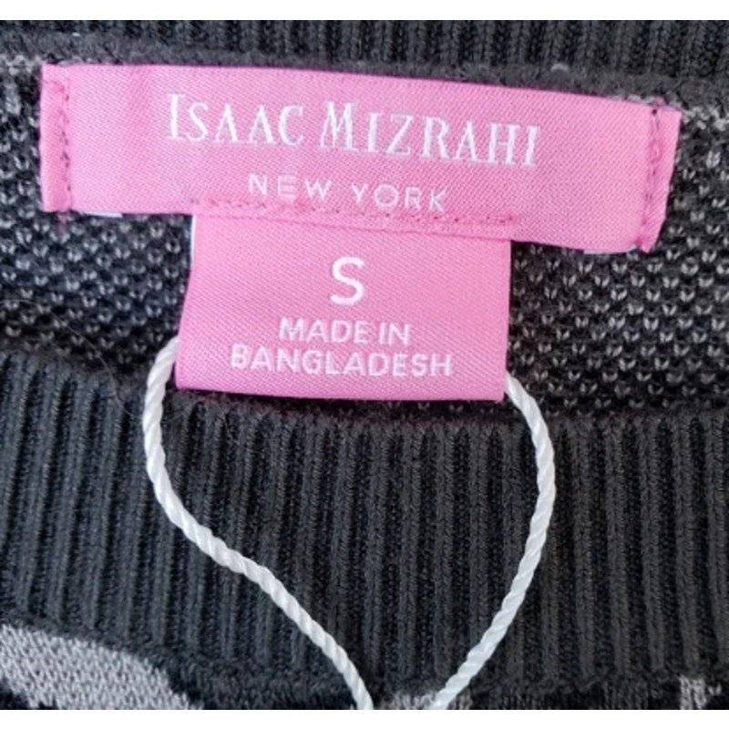 New Isaac Mizrahi Womens Small Leopard Print Long Sleeve Knit Sweater