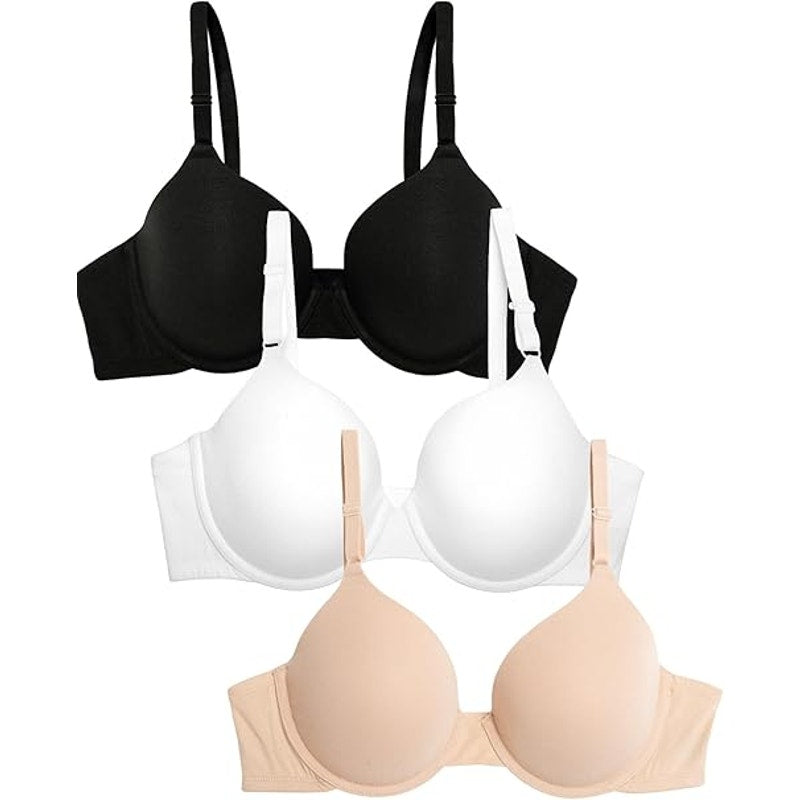 New 3-Pack Fruit of the Loom Womens 42C Smooth Cotton Underwire T-Shirt Bras