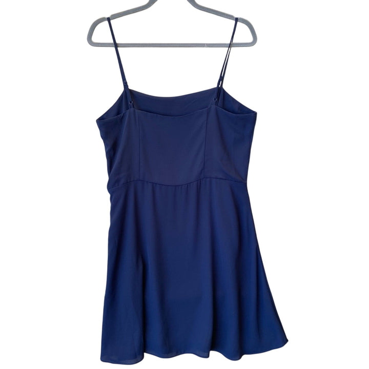 NWT New Socialite Womens Large Navy Blue 100% Polyester Fit n Flare Dress