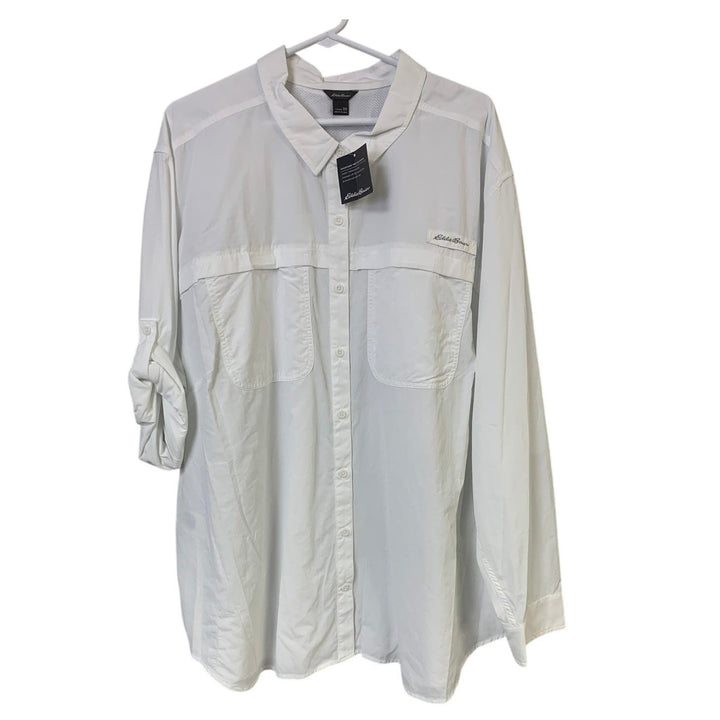 New Eddie Bauer Womens 3X White Long Sleeve Adventurer Pro Field Button Up Shirt