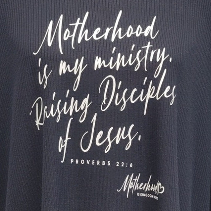 Upcycled Hand Printed Womens Small Motherhood is My Ministry Hi Low Tee Shirt