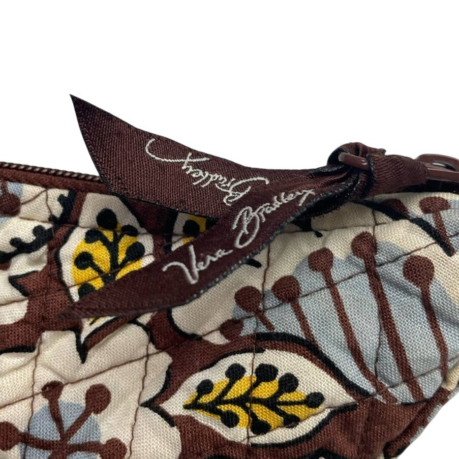 Vera Bradley Brown Blue Floral Quilted Fabric Handbag Purse Inside Pockets