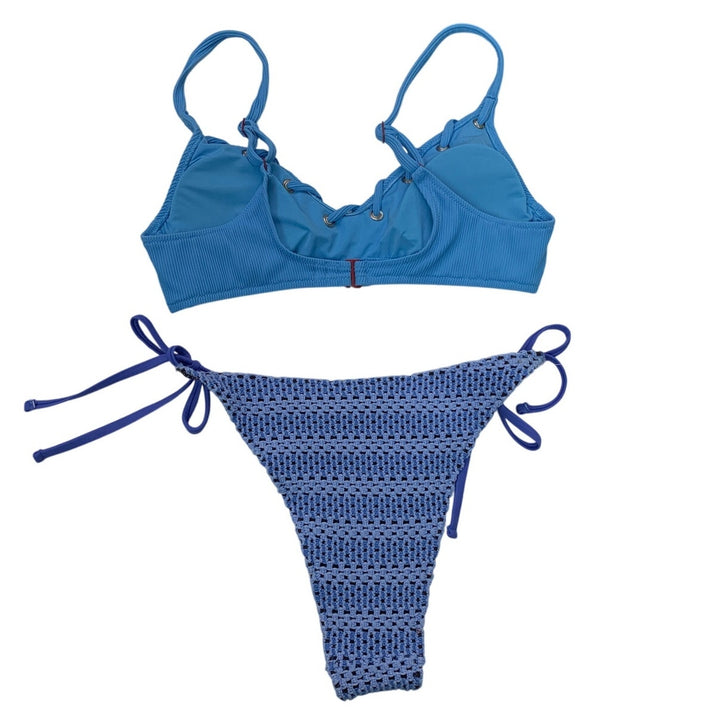 New American Eagle Womens XXS Crochet Side Tie Bikini Top Bottoms Swim Set