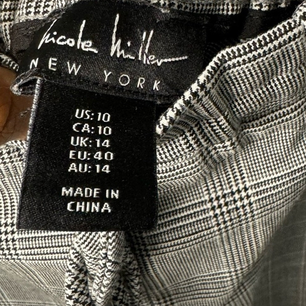 Nicole Miller New York Womens Size 10 Elastic Waist Flat Front Plaid Pants