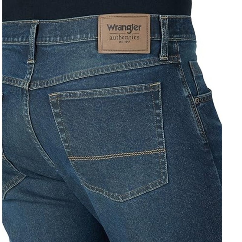 Wrangler Authentics Mens 33 X 30 Athletic Fit Stretch Denim Blue Jeans w Flaw