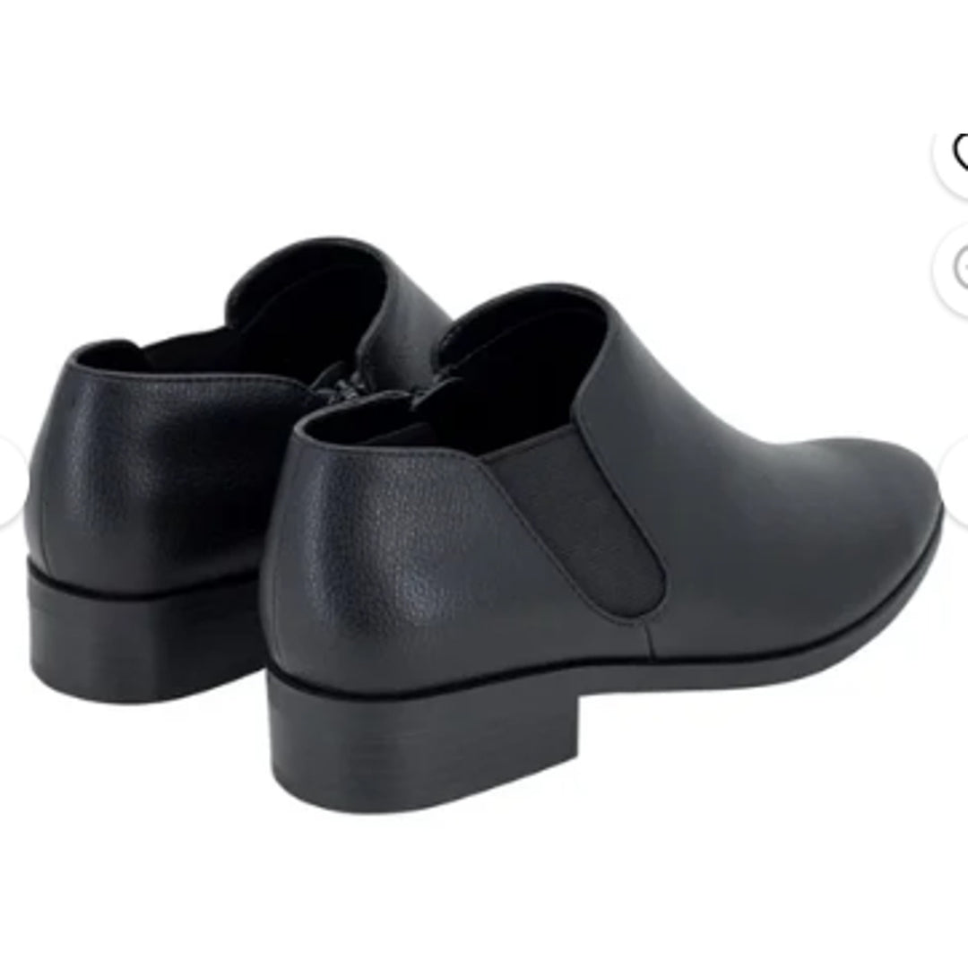 Kensie Womens Size 7.5 Black Faux Leather Sammy Ankle Slide On Booties Boots