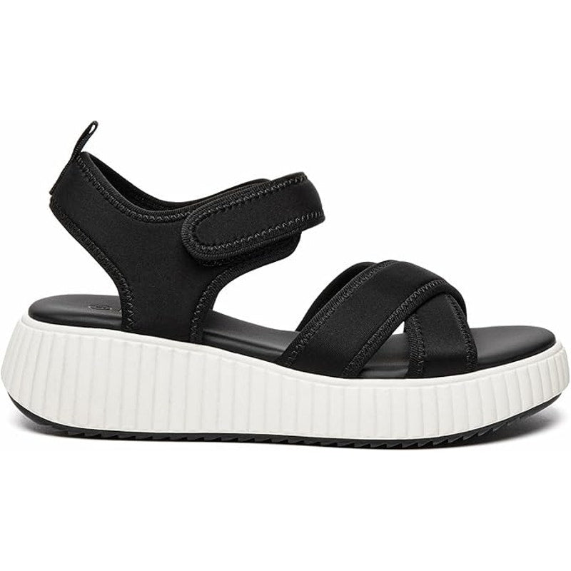 New Rihero Womens 9.5 Black White Hook Loop Strap Comfort Platform Sandal Shoes