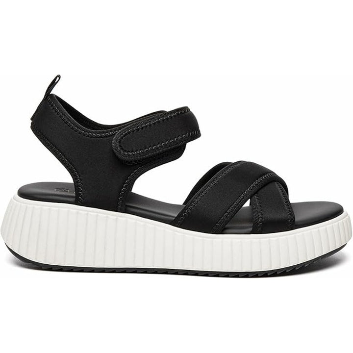 New Rihero Womens 9.5 Black White Hook Loop Strap Comfort Platform Sandal Shoes