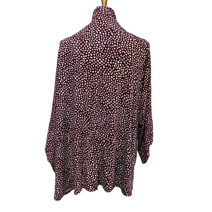 Kim Rogers Womens 2X Floral Polka Dot Stretchy Viscose Blend Open Cardigan