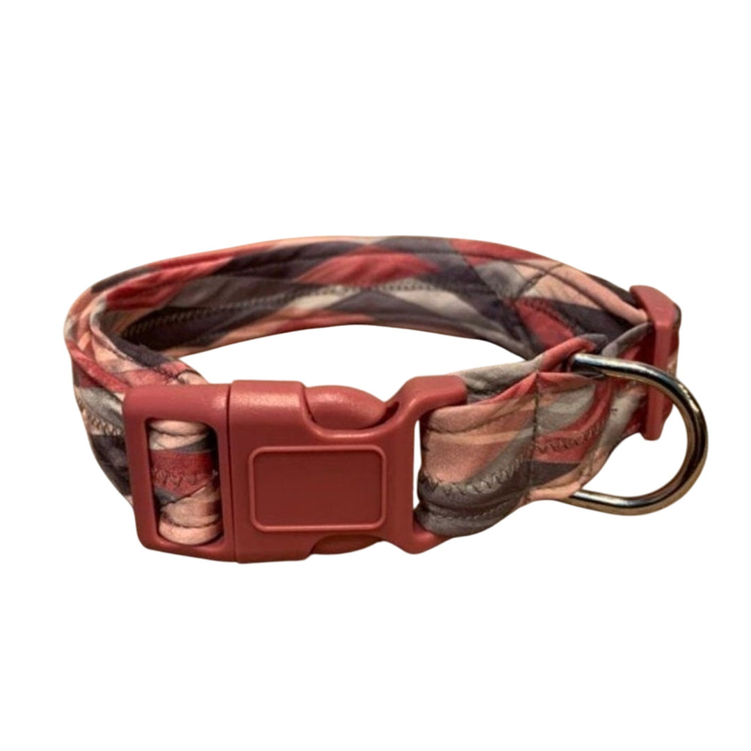 New Handmade Adjustable Upcycled Neck Tie Pink Gray Argyle Dog Collar