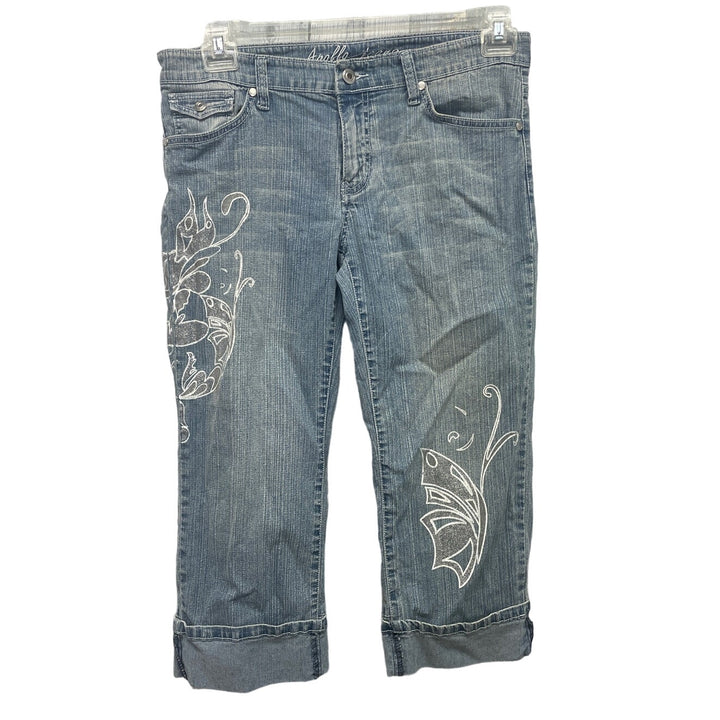 Apollo Jeans Juniors 9/10 Stretch Cotton Butterfly Denim Capri Cropped Pants
