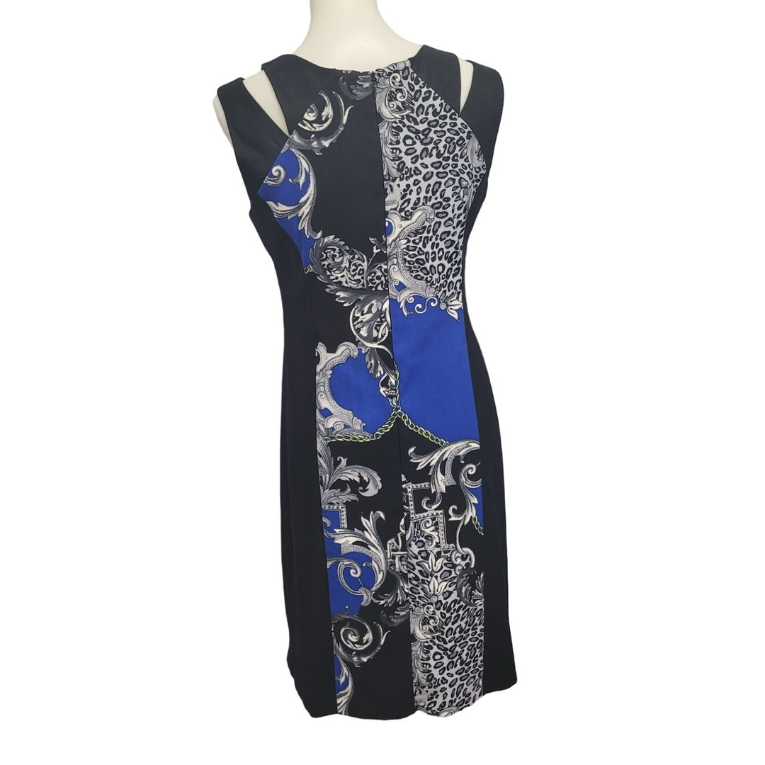 Connected Womens Size 8 PolyCotton Sleeveless Back Zip Patterned Sheath Dress