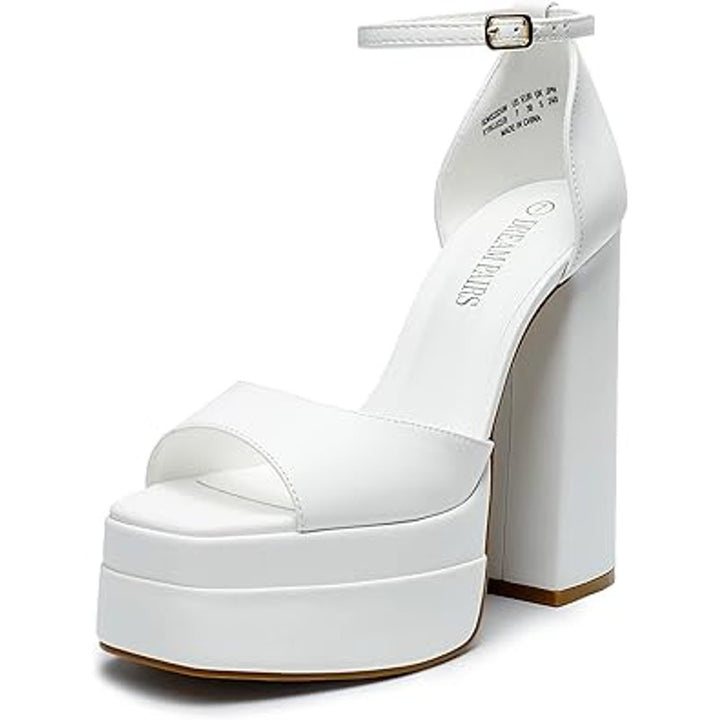 Dream Pairs Womens Size 8.5 White 6" Platform Heel Open Toe Ankle Strap Shoes