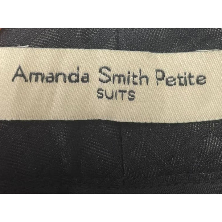 New Amanda Smith Petite Suits 2P PolyCotton Textured Black Squares Career Pants