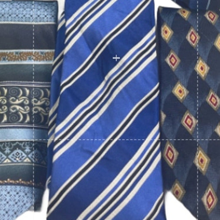 Lot of 6 Blue Brown SIlver Striped Plaid Vintage and Modern Mens Neck Ties