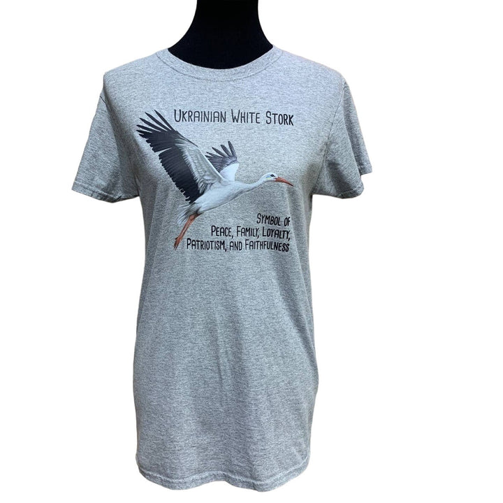 Upcycled Hand Printed Mens Small Ukraine Flag Stork Bird Slava Ukraini Art Tee