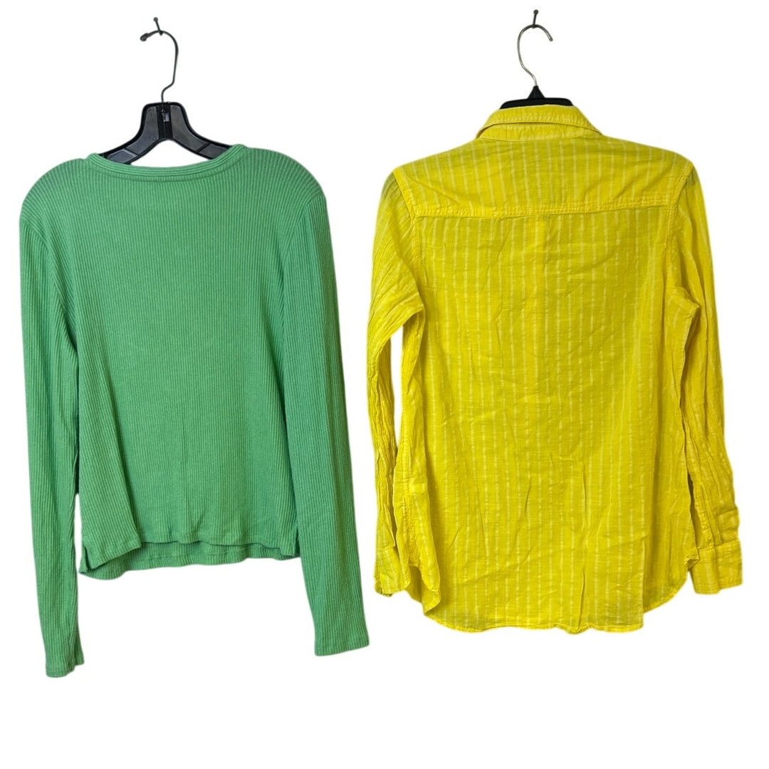 Lot of 2 Merona Aerie Womens Large Long Sleeve Partial Button Up Shirts