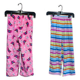 2 Girls Medium/Large Fuzzy Pink Cupcake Hot Cocoa Warm Stripe PJ Sleepwear Pants