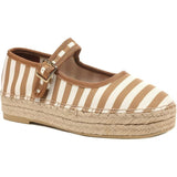 Womens Size 9.5 Brown Striped Mary Jane Woven Espadrilles Platform Sandal Shoes