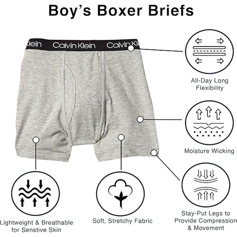 New 5-Pack Calvin Klein Boys XL Modern Cotton Blend Underwear Boxer Briefs