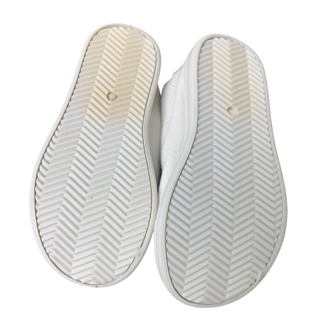 New FunkyMonkey Toddler Girls Size 7 White Canvas Sneakers Lace Up Slip On Shoes