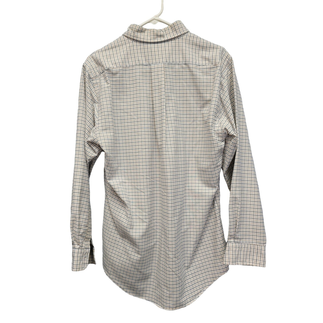 L L Bean Mens Medium PolyCotton Plaid Long Sleeve Button Up Shirt w Front Pocket