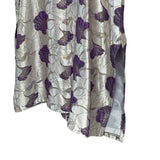 Womens XXL Silver Metallic Purple Floral Long Sleeve V Neck Midi Shift Dress