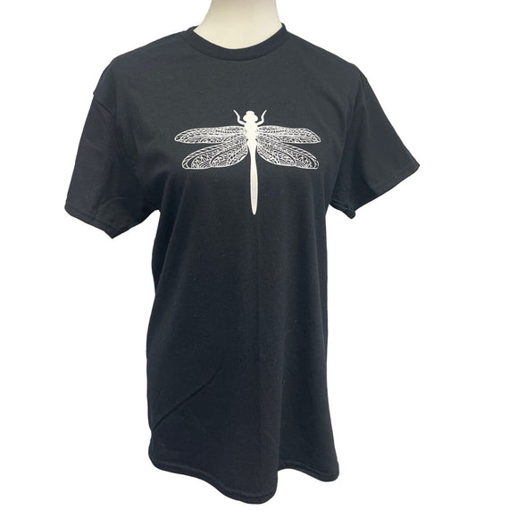 Hand Printed Unisex 2XL Dragonfly 100% Cotton Crew Neck Short Sleeve Tee