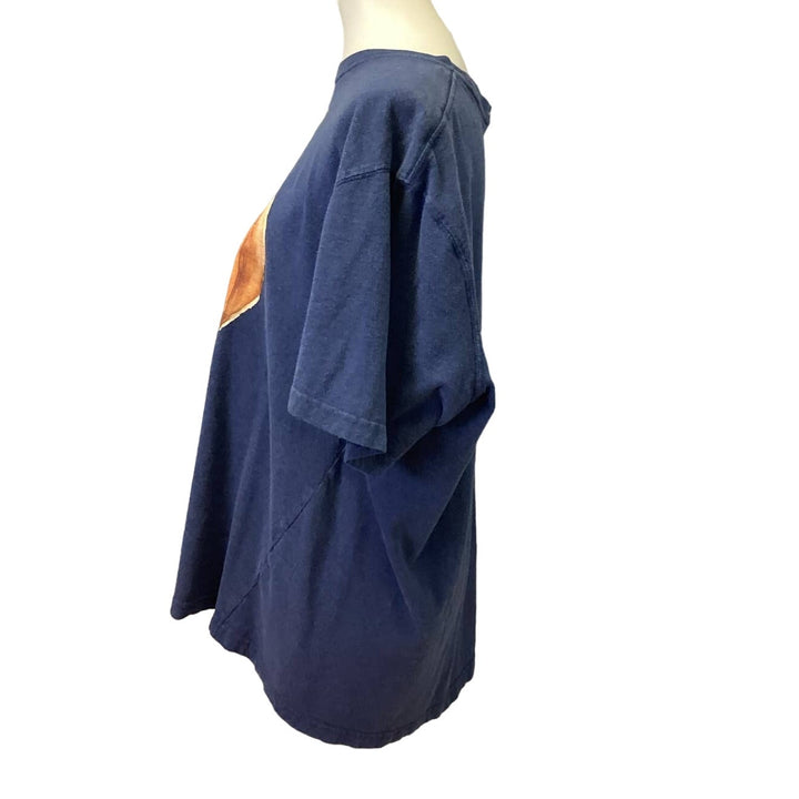 Hand Printed XL Upcycled Short Sleeve Giant Fall Pumpkin 100% Cotton Shirt