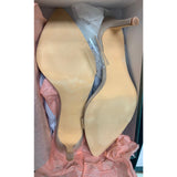 Vivianly Womens Size 9.5 Clear Strap Slide On Open Toe 4.75" Heel Sandal Shoes