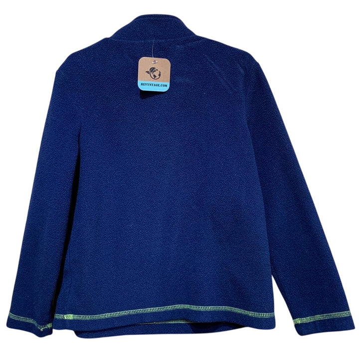 Hand Printed Upcycled Child XS Red Cardinal Bird Long Sleeve Fleece Pullover