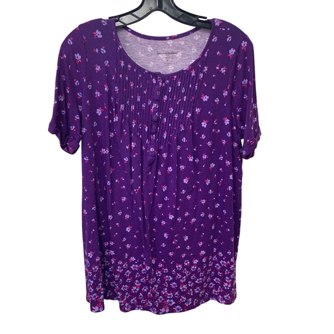 Lot of 4 Womens Medium Floral Paisley Boho Short Sleeve Summer Tops Shirts